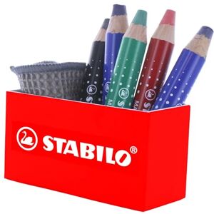 STABILO MARKdry Crayon marqueur -Pot aimanté x 5 crayons feutre pour ardoises et tableaux blancs + 1 chiffonnette MARKdry - Publicité STABILO MARKdry Crayon marqueur -Pot aimanté x 5 crayons feutre pour ardoises et tableaux blancs + 1 chiffonnette MARKdry - Publicité
