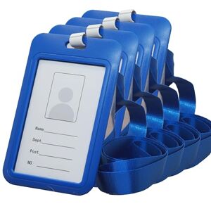 BAWAKO Lot de 4 pochettes pour carte d'identité, porte-carte d'identité avec cordon tour de cou, porte-badge en plastique rigide (bleu) - Publicité BAWAKO Lot de 4 pochettes pour carte d'identité, porte-carte d'identité avec cordon tour de cou, porte-badge en plastique rigide (bleu) - Publicité