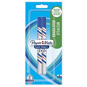 Paper Mate Super Magic+ Effaceur, pointe fine, bleu, lot de 2 - Publicité Paper Mate Super Magic+ Effaceur, pointe fine, bleu, lot de 2 - Publicité