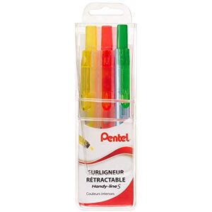 Pentel SXS15 Handy-Line S Surligneur rétractable et Rechargeable, pointe Qui Ne Sèche Pas Pochette de 3 Jaune, Vert, Orange - Publicité Pentel SXS15 Handy-Line S Surligneur rétractable et Rechargeable, pointe Qui Ne Sèche Pas Pochette de 3 Jaune, Vert, Orange - Publicité