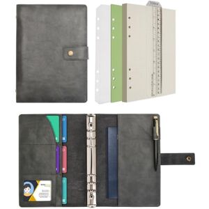 Wonderpool Carnet de notes rechargeable en cuir Papier à pois intérieur en cuir véritable pour le travail de voyage et l'organisateur (Gris, A5) - Publicité Wonderpool Carnet de notes rechargeable en cuir Papier à pois intérieur en cuir véritable pour le travail de voyage et l'organisateur (Gris, A5) - Publicité