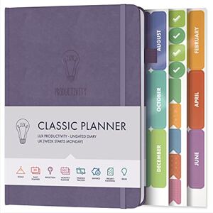 LUX PRODUCTIVITY Agenda de productivité de luxe classique violet lavande – Organiseur non daté – Planificateur d'objectifs 2021 et journal personnel avec un emploi du temps quotidien pour la pleine conscience - Publicité LUX PRODUCTIVITY Agenda de productivité de luxe classique violet lavande – Organiseur non daté – Planificateur d'objectifs 2021 et journal personnel avec un emploi du temps quotidien pour la pleine conscience - Publicité