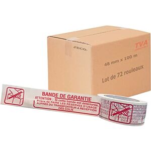 JeCo Lot de 72 rouleaux de ruban adhésif imprimé Bande de garantie 48mm x 100 m pour la sécurité et la signalétique de vos envois expédition emballage carton - Publicité JeCo Lot de 72 rouleaux de ruban adhésif imprimé Bande de garantie 48mm x 100 m pour la sécurité et la signalétique de vos envois expédition emballage carton - Publicité