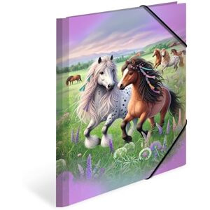HERMA Lot de 3 chemises à élastiques A4 Motif cheval En carton Avec élastique Rabat intérieur et impression intérieure Pour garçons, filles et enfants - Publicité HERMA Lot de 3 chemises à élastiques A4 Motif cheval En carton Avec élastique Rabat intérieur et impression intérieure Pour garçons, filles et enfants - Publicité