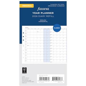 Filofax Calendrier horaire 2026 en anglais personnel - Publicité Filofax Calendrier horaire 2026 en anglais personnel - Publicité