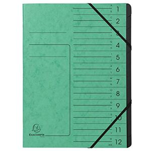 Exacompta Réf. 541203E 1 trieur dos agrafé avec élastiques couverture imprimée en carte lustrée et intérieur en carte recyclée noire 12 compartiments dim 24,5 x 32 cm A4 couleur vert - Publicité Exacompta Réf. 541203E 1 trieur dos agrafé avec élastiques couverture imprimée en carte lustrée et intérieur en carte recyclée noire 12 compartiments dim 24,5 x 32 cm A4 couleur vert - Publicité