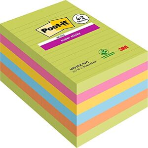 Post-It Notes Autocollantes Super Sticky, Grand Format, Lignées, 4 Blocs + 2 GRATUITS, 101 mm x 152 mm, 90 Feuilles par Bloc Feuillets Super Adhésifs pour Prise de Notes, Listes de Tâches et Rappels - Publicité Post-It Notes Autocollantes Super Sticky, Grand Format, Lignées, 4 Blocs + 2 GRATUITS, 101 mm x 152 mm, 90 Feuilles par Bloc Feuillets Super Adhésifs pour Prise de Notes, Listes de Tâches et Rappels - Publicité