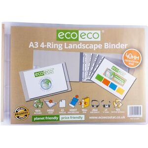 eco-eco Eco203 Classeur de présentation transparent à anneaux Format A3 95% recyclé 4D Dos 40 mm - Publicité eco-eco Eco203 Classeur de présentation transparent à anneaux Format A3 95% recyclé 4D Dos 40 mm - Publicité