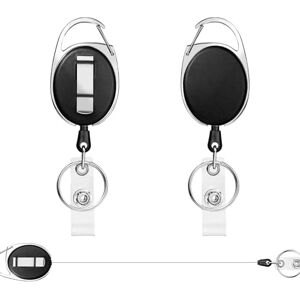 Skythrive 2Pcs Porte Badge Porte-clés Rétractable (Noir), Porte Clef Rétractable 65cm avec Ressort Renforcé et Cordon Résistant pour Porte Badge de Carte d'Identité, Bureau, École, Clés - Publicité Skythrive 2Pcs Porte Badge Porte-clés Rétractable (Noir), Porte Clef Rétractable 65cm avec Ressort Renforcé et Cordon Résistant pour Porte Badge de Carte d'Identité, Bureau, École, Clés - Publicité