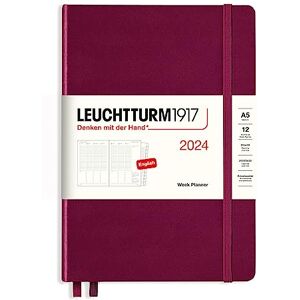 LEUCHTTURM1917 367833 Agenda semainier 2024, 12 mois, format A5, rouge port (en anglais) - Publicité LEUCHTTURM1917 367833 Agenda semainier 2024, 12 mois, format A5, rouge port (en anglais) - Publicité