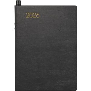 BRUNNEN Agenda de poche modèle 723 2026 A7 en cuir synthétique noir - Publicité BRUNNEN Agenda de poche modèle 723 2026 A7 en cuir synthétique noir - Publicité