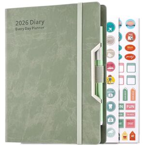 Holderzyi Agenda académique 2026 A5 une page par jour, planificateur annuel quotidien et mensuel, agenda 2026 une page par jour de janvier à décembre, organisateur à couverture rigide avec porte-stylo, onglets - Publicité Holderzyi Agenda académique 2026 A5 une page par jour, planificateur annuel quotidien et mensuel, agenda 2026 une page par jour de janvier à décembre, organisateur à couverture rigide avec porte-stylo, onglets - Publicité