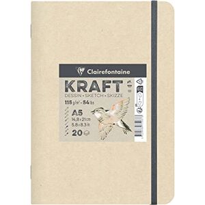 Clairefontaine 975937C Carnet Piqué Papier Kraft 20 Feuilles Papier Kraft Non-Vergé Brun A5 14,8x21 cm 115g Fermeture Élastique, Couverture Souple en Carte Kraft - Publicité Clairefontaine 975937C Carnet Piqué Papier Kraft 20 Feuilles Papier Kraft Non-Vergé Brun A5 14,8x21 cm 115g Fermeture Élastique, Couverture Souple en Carte Kraft - Publicité
