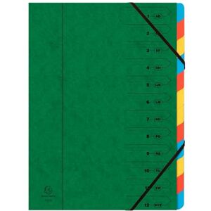 Exacompta Réf. 54123E Carton de 8 trieurs dos agrafé avec élastiques couverture imprimée en carte lustrée et intérieur en carte recyclée 12 compartiments dim 24,5x 32 cm pour A4 vert - Publicité Exacompta Réf. 54123E Carton de 8 trieurs dos agrafé avec élastiques couverture imprimée en carte lustrée et intérieur en carte recyclée 12 compartiments dim 24,5x 32 cm pour A4 vert - Publicité