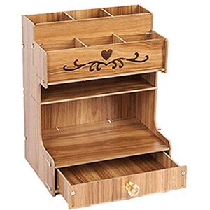 TopHomer Organiseur de bureau en bois multifonction avec tiroir pour bureau, bureau et école B13 marron. Publicité TopHomer Organiseur de bureau en bois multifonction avec tiroir pour bureau, bureau et école B13 marron. Publicité