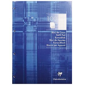 Clairefontaine 5816C Bloc de Cours Encollé Perforé Bleu Électrique- A4 21x29,7 cm 200 Pages Petits Carreaux Papier Blanc 90 g Couverture Carte Pelliculée - Publicité