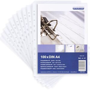 proOFFICE Lot de 100 pochettes perforées ultra résistantes A4 Transparent 0,08 mm - Publicité proOFFICE Lot de 100 pochettes perforées ultra résistantes A4 Transparent 0,08 mm - Publicité