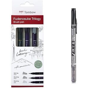 Tombow Fudenosuke Lot de 4 feutres Triology + Fudenosuke Twin Pointe de pinceau élastique Parfait pour le lettrage à la main, le croquis et le bullet journaling - Publicité Tombow Fudenosuke Lot de 4 feutres Triology + Fudenosuke Twin Pointe de pinceau élastique Parfait pour le lettrage à la main, le croquis et le bullet journaling - Publicité