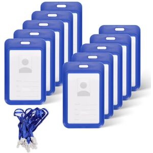 Realand Lot de 10 porte-badges coulissants avec cordon, étuis rigides et verticaux avec fenêtre transparente Housse de protection pour badge de bureau, porte-nom Bleu - Publicité Realand Lot de 10 porte-badges coulissants avec cordon, étuis rigides et verticaux avec fenêtre transparente Housse de protection pour badge de bureau, porte-nom Bleu - Publicité