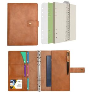 Wonderpool Carnet de notes rechargeable en cuir Papier à pois intérieur en cuir véritable pour le travail de voyage et l'organisateur (Brun, A5) - Publicité Wonderpool Carnet de notes rechargeable en cuir Papier à pois intérieur en cuir véritable pour le travail de voyage et l'organisateur (Brun, A5) - Publicité