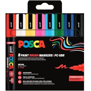 POSCA Mitsubishi Pencil Pochette 8 Marqueurs PC5BR Pointe Brush Moyenne, Semi-Flexible Peinture à Base d'Eau Tout Support Couleurs Basiques - Publicité POSCA Mitsubishi Pencil Pochette 8 Marqueurs PC5BR Pointe Brush Moyenne, Semi-Flexible Peinture à Base d'Eau Tout Support Couleurs Basiques - Publicité