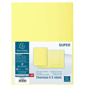Exacompta Paquet de 50 chemises 2 rabats carte 250 grammes 24x32 cm Canari - Publicité Exacompta Paquet de 50 chemises 2 rabats carte 250 grammes 24x32 cm Canari - Publicité