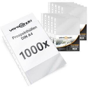versando Lot de 1000 pochettes perforées A4 avec marge de classement transparentes grainées 60 microns (10 x 100 pièces) - Publicité versando Lot de 1000 pochettes perforées A4 avec marge de classement transparentes grainées 60 microns (10 x 100 pièces) - Publicité