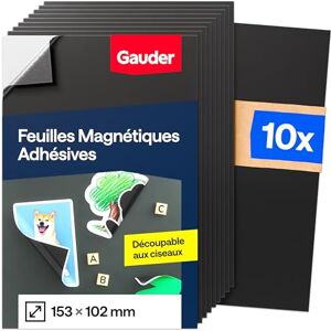 GAUDER Feuille Magnétique Autocollante Feuille Aimantée Découpable pour Photos, Bricolage & Affichage Film Magnétique pour Maison, Bureau & École (10 pièces 153 x 102 mm) - Publicité GAUDER Feuille Magnétique Autocollante Feuille Aimantée Découpable pour Photos, Bricolage & Affichage Film Magnétique pour Maison, Bureau & École (10 pièces 153 x 102 mm) - Publicité