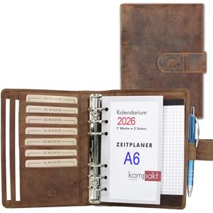ALMADIH Agenda en cuir vrai A6 avec calendrier 2025 + bloc-notes marron vintage Portefolio Porte documents Timer Chemise de dossier Carnet Organiseur Conférencier d’affaires Parfait Homme et Femme - Publicité ALMADIH Agenda en cuir vrai A6 avec calendrier 2025 + bloc-notes marron vintage Portefolio Porte documents Timer Chemise de dossier Carnet Organiseur Conférencier d’affaires Parfait Homme et Femme - Publicité