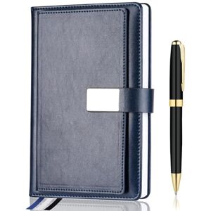 ExecNote Carnet ligné pour homme et femme, couverture rigide, cuir, carnet ligné pour le travail, 256 pages de papier 100 g/m², format A5, cadeau de vacances pour collègues, bleu marine - Publicité ExecNote Carnet ligné pour homme et femme, couverture rigide, cuir, carnet ligné pour le travail, 256 pages de papier 100 g/m², format A5, cadeau de vacances pour collègues, bleu marine - Publicité
