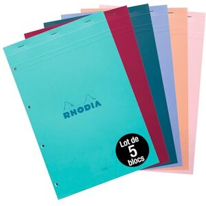 Rhodia 20195Cpack bloc agrafé COULEURS N°20 A4+ 21x31,8 cm Grands Carreaux 80 F Détach Perf 4 trous Papier 80g/m² Couverture assorties en carte Paquet DE 5 Couleur Aléatoire - Publicité Rhodia 20195Cpack bloc agrafé COULEURS N°20 A4+ 21x31,8 cm Grands Carreaux 80 F Détach Perf 4 trous Papier 80g/m² Couverture assorties en carte Paquet DE 5 Couleur Aléatoire - Publicité