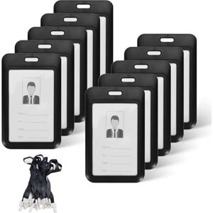 Realand Lot de 10 porte-badges coulissants avec cordon, étuis rigides et verticaux avec fenêtre transparente Housse de protection pour badge de bureau, porte-nom Noir - Publicité Realand Lot de 10 porte-badges coulissants avec cordon, étuis rigides et verticaux avec fenêtre transparente Housse de protection pour badge de bureau, porte-nom Noir - Publicité