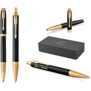 Parker IM Stylo roller et stylo à bille de qualité supérieure avec gravure Stylo de qualité supérieure Boîte cadeau Cadeau personnalisé Anniversaire- Noir/Or - Publicité Parker IM Stylo roller et stylo à bille de qualité supérieure avec gravure Stylo de qualité supérieure Boîte cadeau Cadeau personnalisé Anniversaire- Noir/Or - Publicité