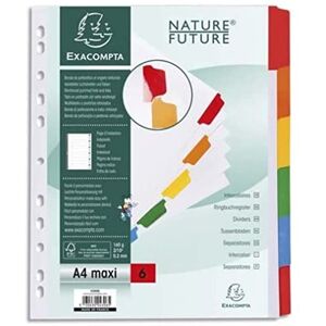 Exacompta Réf. 4306E Intercalaires en carte blanche 160g/m2 FSC® avec 6 onglets neutres en couleurs renforcés et plastifiés Page d'indexation imprimable Format à classer A4 maxi - Publicité Exacompta Réf. 4306E Intercalaires en carte blanche 160g/m2 FSC® avec 6 onglets neutres en couleurs renforcés et plastifiés Page d'indexation imprimable Format à classer A4 maxi - Publicité