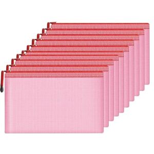 ACBSUSU Lot de 10 pochettes à documents en maille étanches avec fermeture éclair Format A4 Pour la maison, le rangement quotidien, l'école, le bureau M-D-2B (rouge, A6 (23,3 x 10,7 cm) - Publicité ACBSUSU Lot de 10 pochettes à documents en maille étanches avec fermeture éclair Format A4 Pour la maison, le rangement quotidien, l'école, le bureau M-D-2B (rouge, A6 (23,3 x 10,7 cm) - Publicité