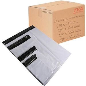 JeCo - Assortiment de 100 pochettes plastiques d'expédition opaques 4 tailles. Enveloppes d'expédition 50 microns, légères, solides, inviolables et imperméables - Publicité JeCo - Assortiment de 100 pochettes plastiques d'expédition opaques 4 tailles. Enveloppes d'expédition 50 microns, légères, solides, inviolables et imperméables - Publicité