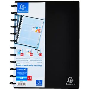 Exacompta Réf. 75251E Porte-cartes de visite noir amovible à anneaux en PP rigide capacité 192 cartes pochettes détachables pour insérer 16 cartes format A4 avec intercalaires 12 onglets - Publicité Exacompta Réf. 75251E Porte-cartes de visite noir amovible à anneaux en PP rigide capacité 192 cartes pochettes détachables pour insérer 16 cartes format A4 avec intercalaires 12 onglets - Publicité