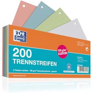 Oxford Lot de 200 intercalaires perforés en carton 190 g/m² 4 couleurs 10,5 x 24 cm - Publicité Oxford Lot de 200 intercalaires perforés en carton 190 g/m² 4 couleurs 10,5 x 24 cm - Publicité