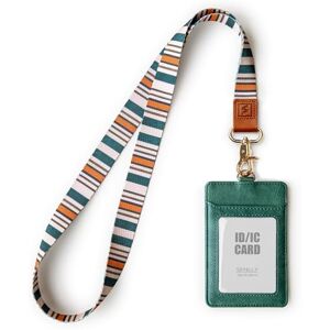 SENLLY Porte badge D'identification avec Courroie Lanière Tour de Cou, ID Porte cartes en Cuir PU et Cordon Amovible, 2 Fentes pour Cartes et 1 Fenêtre D'identification Transparente - Publicité SENLLY Porte badge D'identification avec Courroie Lanière Tour de Cou, ID Porte cartes en Cuir PU et Cordon Amovible, 2 Fentes pour Cartes et 1 Fenêtre D'identification Transparente - Publicité