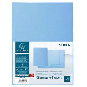 Exacompta Paquet de 50 chemises 2 rabats SUPER 250 24x32cm Bleu clair - Publicité Exacompta Paquet de 50 chemises 2 rabats SUPER 250 24x32cm Bleu clair - Publicité