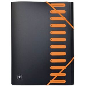 Oxford Trieur Extensible 12 Compartiments A4 Students Couverture Polypro Bicolore Noir/Orange - Publicité Oxford Trieur Extensible 12 Compartiments A4 Students Couverture Polypro Bicolore Noir/Orange - Publicité