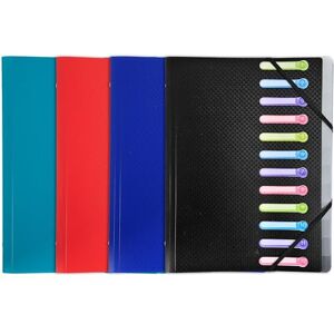Exacompta Réf. 55180E Carton de 10 trieurs Opak 3 rabats avec élastiques et fenêtres découpées couverture et intérieur en PP 12 compartiments dim 25x32cm pour A4 assorties - Publicité Exacompta Réf. 55180E Carton de 10 trieurs Opak 3 rabats avec élastiques et fenêtres découpées couverture et intérieur en PP 12 compartiments dim 25x32cm pour A4 assorties - Publicité
