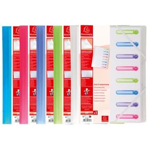 Exacompta Réf. 56189E Carton de 10 trieurs Chromaline 3 rabats avec élastiques et fenêtres découpées couverture et intérieur en PP 8 compartiments dim 25x32cm pour A4 assorties - Publicité Exacompta Réf. 56189E Carton de 10 trieurs Chromaline 3 rabats avec élastiques et fenêtres découpées couverture et intérieur en PP 8 compartiments dim 25x32cm pour A4 assorties - Publicité