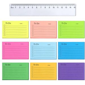 JRSHIRLEYLTD Lot de 9 blocs de notes autocollantes, 450 feuilles de notes autocollantes, lignées, pour la famille, l'école, le bureau (10 x 7 cm), avec 1 règle de 15 cm - Publicité JRSHIRLEYLTD Lot de 9 blocs de notes autocollantes, 450 feuilles de notes autocollantes, lignées, pour la famille, l'école, le bureau (10 x 7 cm), avec 1 règle de 15 cm - Publicité