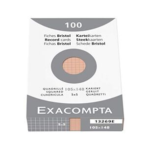 EXACOMPTA 13269B Étui refermable de 100 fiches bristol quadrillé 5x5 non perforé 105x148mm Orange - Publicité