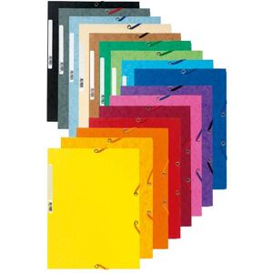 Exacompta Lot de 50 Chemises 3 rabats elastique Carte lustrée 5/10e 400g, Couleurs assorties aléatoire - Publicité Exacompta Lot de 50 Chemises 3 rabats elastique Carte lustrée 5/10e 400g, Couleurs assorties aléatoire - Publicité