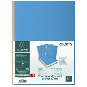 Exacompta Réf. 416002E Paquet de 10 chemises rigides à soufflet dos toilé ROCK''S 320 g/m² dos de 30 mm chemises certifiées PEFC™ dimensions 24 x 32cm pour documents format A4 couleur bleu - Publicité Exacompta Réf. 416002E Paquet de 10 chemises rigides à soufflet dos toilé ROCK''S 320 g/m² dos de 30 mm chemises certifiées PEFC™ dimensions 24 x 32cm pour documents format A4 couleur bleu - Publicité