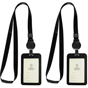 MICREEN Porte Badge D'identité Avec Cordon, Avec Courroie de Cou avec Badge Rétractable, Kit de Badge Porte-Cartes, Pour Bureau, Bénévole, Employé D'usine (2 Pcs, Black) - Publicité MICREEN Porte Badge D'identité Avec Cordon, Avec Courroie de Cou avec Badge Rétractable, Kit de Badge Porte-Cartes, Pour Bureau, Bénévole, Employé D'usine (2 Pcs, Black) - Publicité
