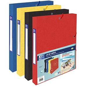 Oxford Lot De 4 Boites Capacité Standard Top File+ 24x32cm Dos 25mm avec Elastique Couverture Carte Coloris Assortis - Publicité Oxford Lot De 4 Boites Capacité Standard Top File+ 24x32cm Dos 25mm avec Elastique Couverture Carte Coloris Assortis - Publicité
