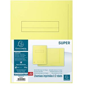 Exacompta 10250 Super Chemise carte semi rigide 240 x 320 mm 210 g Imprimées 2 Rabats Canari Lot de 50 - Publicité Exacompta 10250 Super Chemise carte semi rigide 240 x 320 mm 210 g Imprimées 2 Rabats Canari Lot de 50 - Publicité